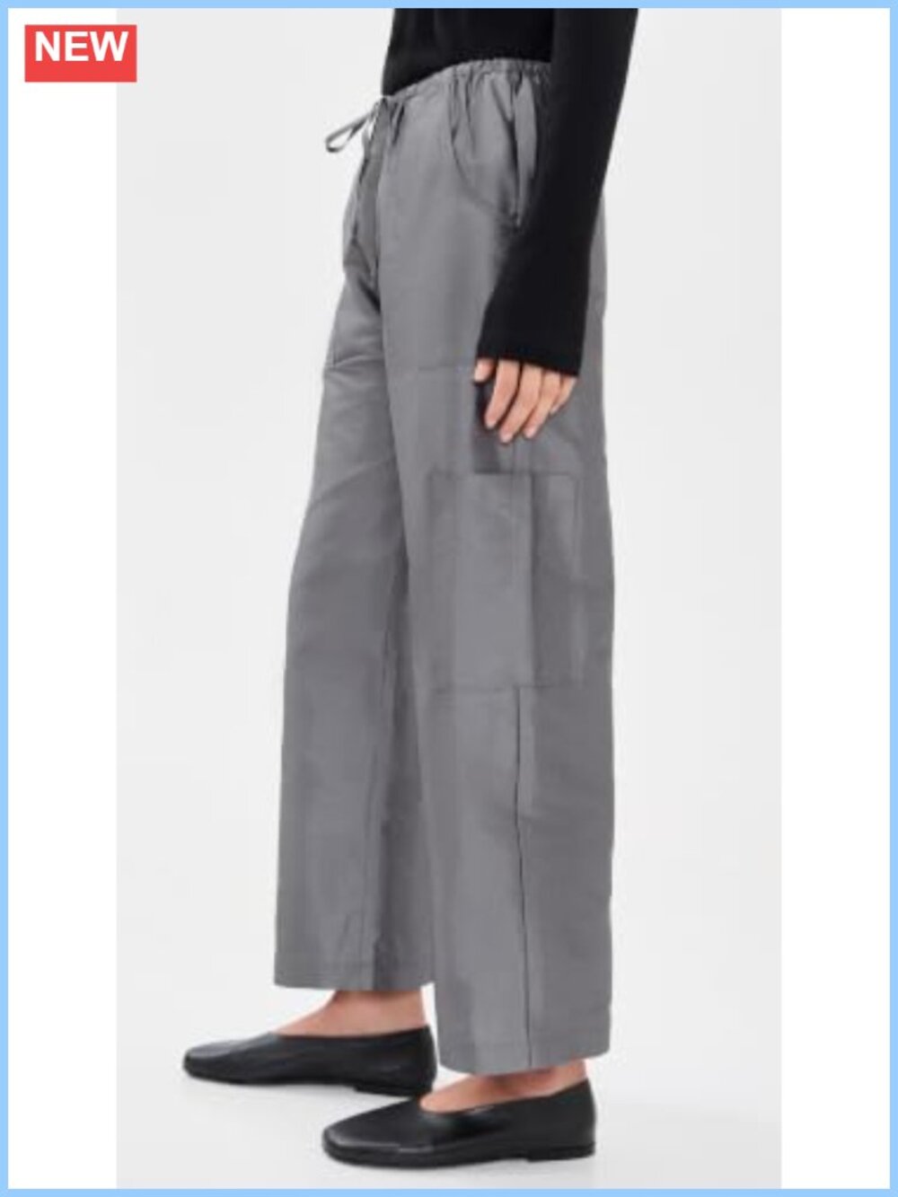 High Rise Taffeta Drawstring Cargo Pants Loose Fit - Picture 3 of 5